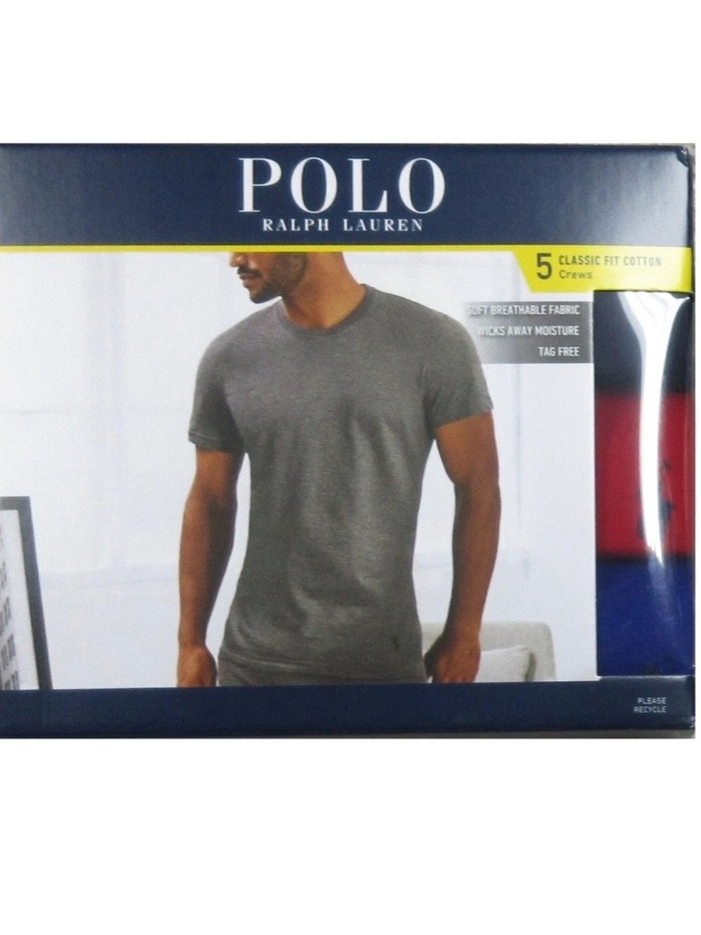 Polo Ralph Lauren Men's Multi Color Classic Fit Crew-Neck 5 Pack T-Shirt